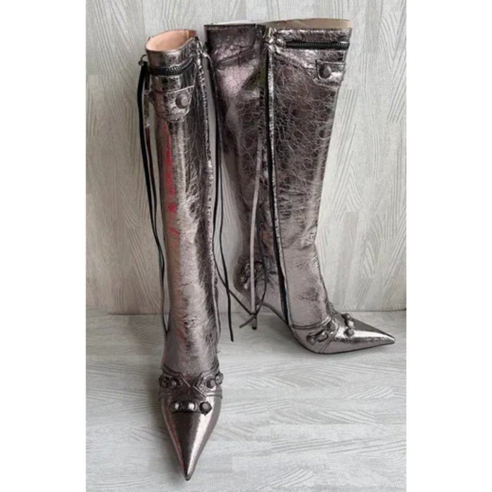 BRAND NEW GUNMETAL BALENCĪAGA CAGOLE BOOTS